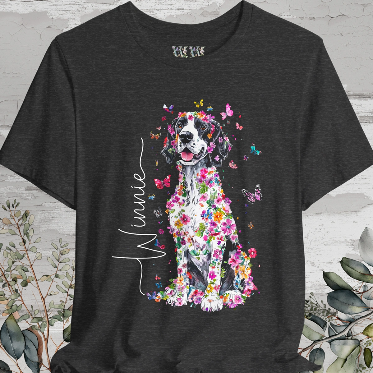 English Setter #1 Floral Personalized T shirt