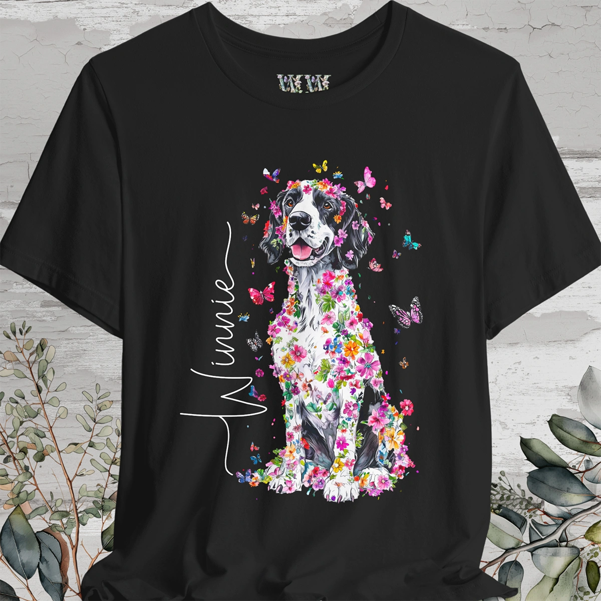 English Setter #1 Floral Personalized T shirt