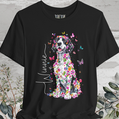 English Setter #1 Floral Personalized T shirt