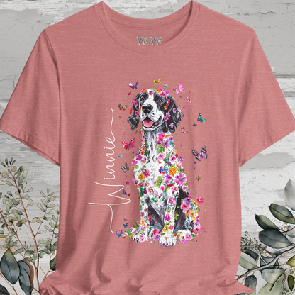 English Setter #1 Floral Personalized T shirt