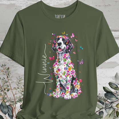 English Setter #1 Floral Personalized T shirt