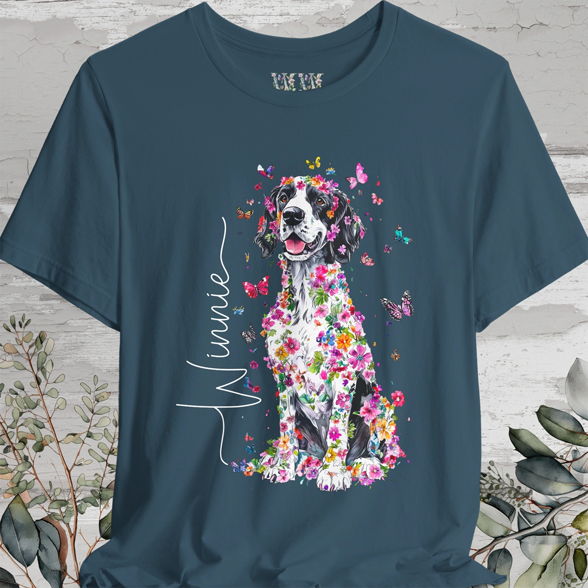 English Setter #1 Floral Personalized T shirt