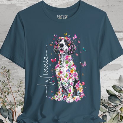 English Setter #1 Floral Personalized T shirt