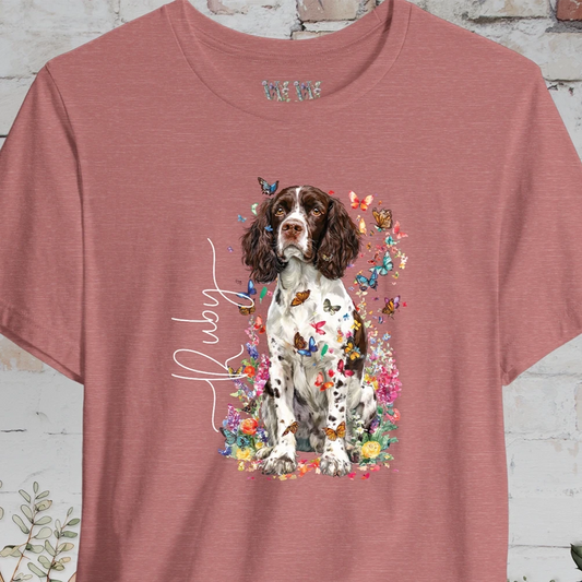 English Springer Spaniel #4 Floral Personalized T shirt