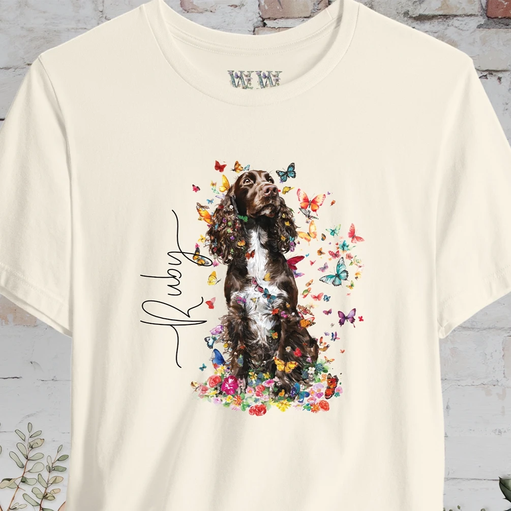 English Springer Spaniel #5 Floral Personalized T shirt