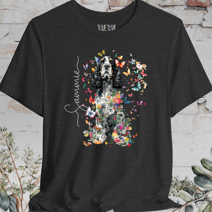English Cocker Spaniel #2 Floral Butterfly personalized unisex T shirt