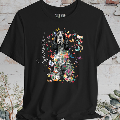 English Cocker Spaniel #2 Floral Butterfly personalized unisex T shirt