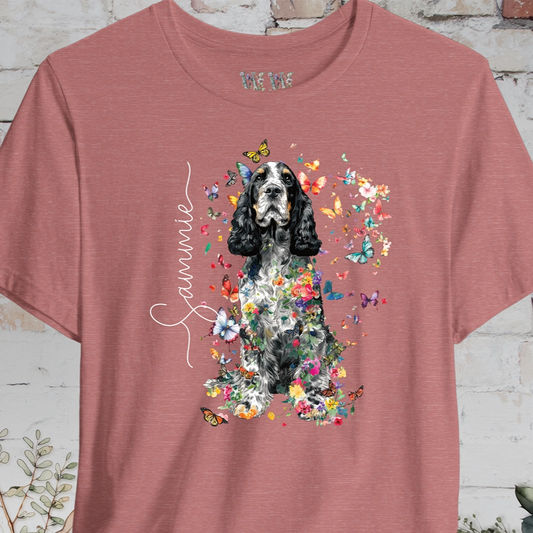 English Cocker Spaniel #2 Floral Butterfly personalized unisex T shirt