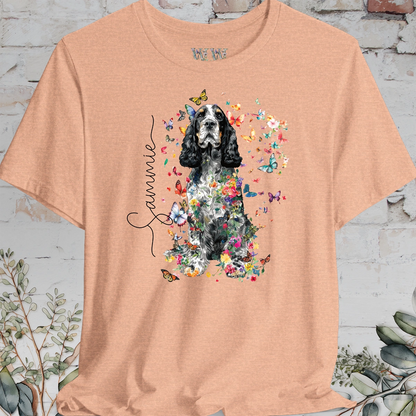 English Cocker Spaniel #2 Floral Butterfly personalized unisex T shirt