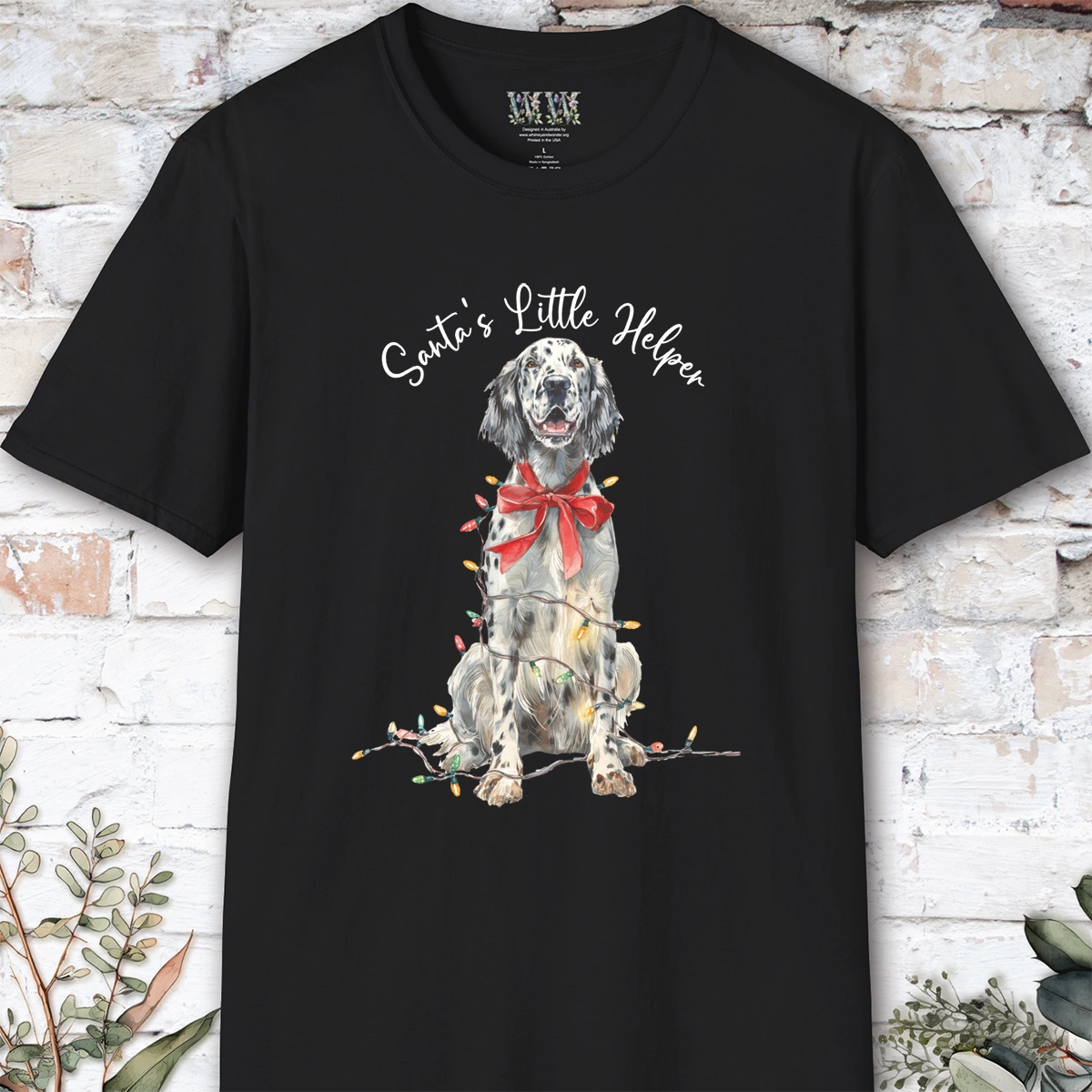 English Setter #1 Santa's little helper. unisex T shirt