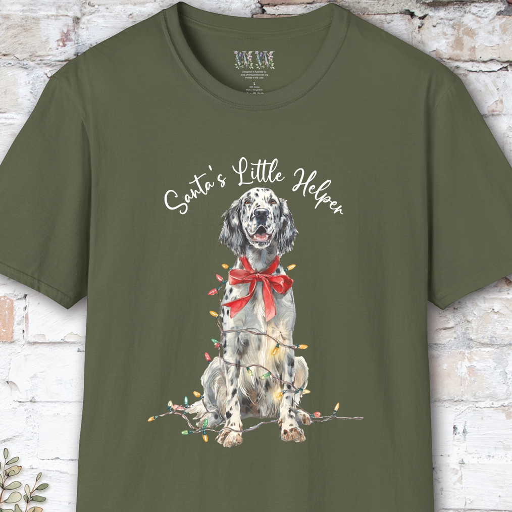 English Setter #1 Santa's little helper. unisex T shirt