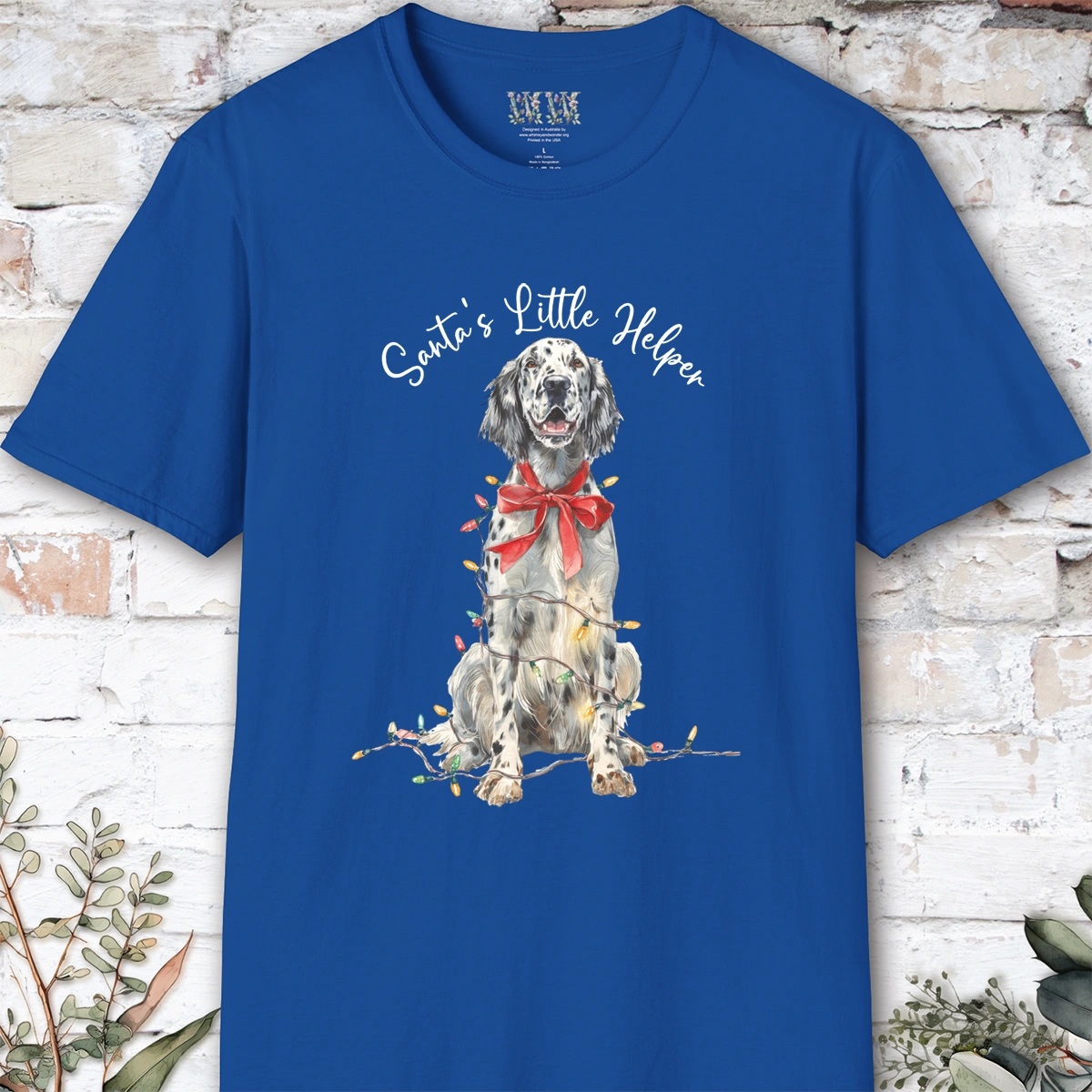 English Setter #1 Santa's little helper. unisex T shirt