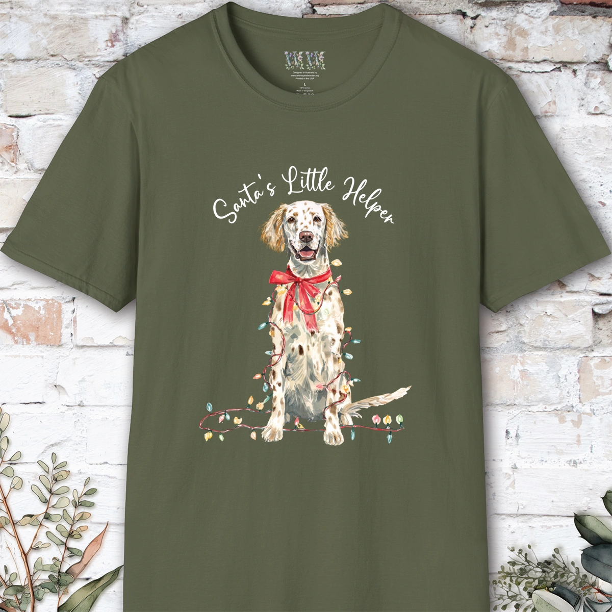 English Setter #2 Santa's little helper. unisex T shirt