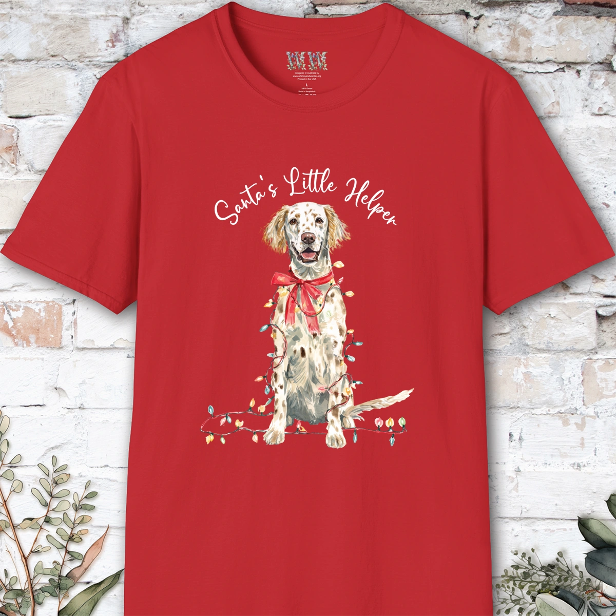 English Setter #2 Santa's little helper. unisex T shirt