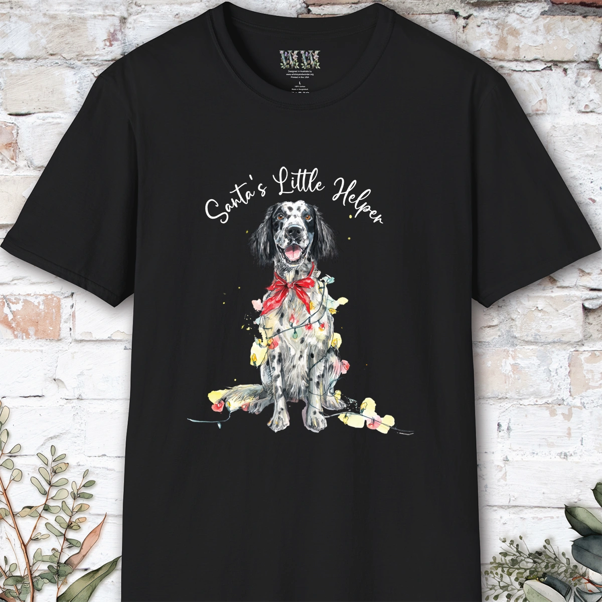 English Setter #3 Santa's little helper. unisex T shirt