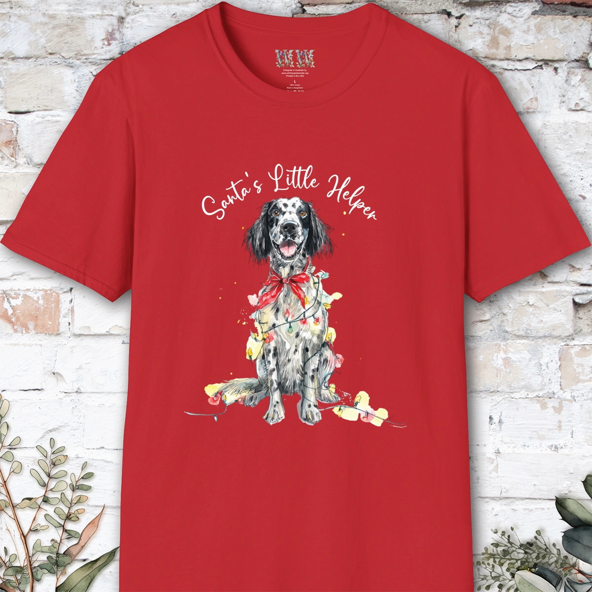English Setter #3 Santa's little helper. unisex T shirt