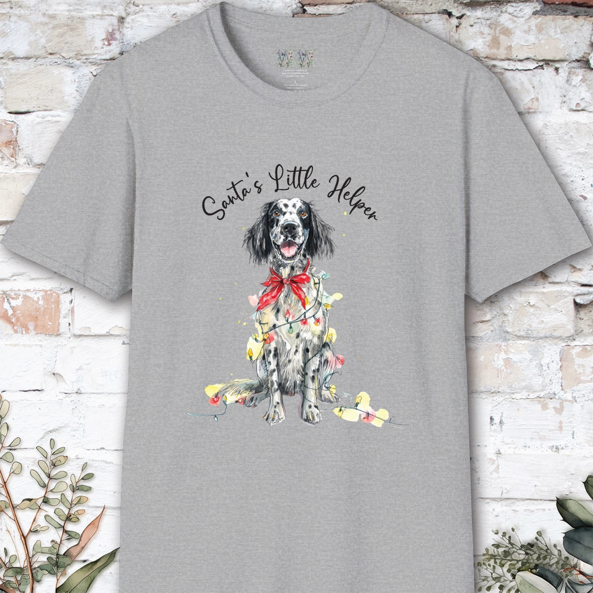 English Setter #3 Santa's little helper. unisex T shirt