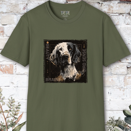 English Setter Beauty, Brains & Bird Sense, unisex T Shirt