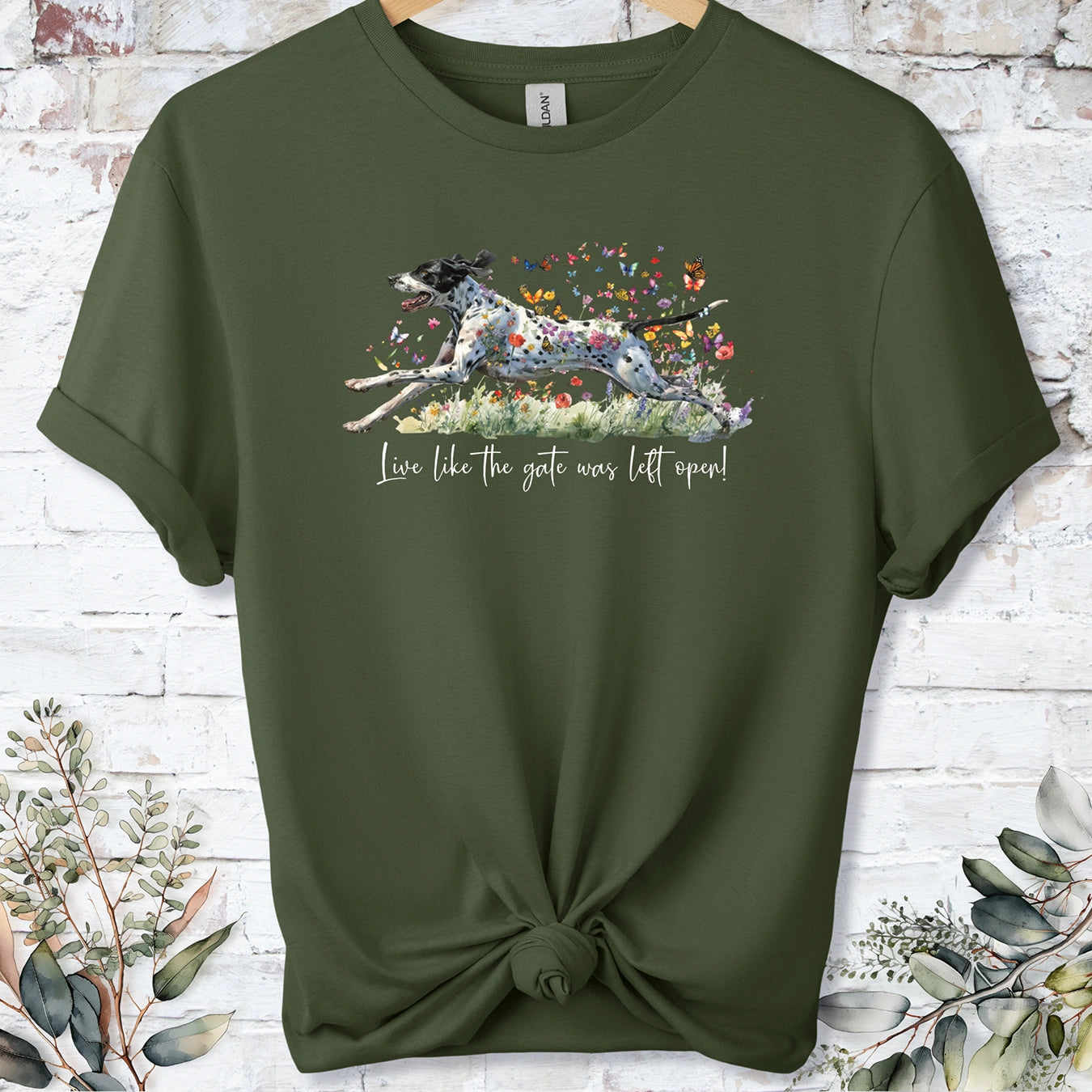 English Pointer 'Live like the gate was left open' T shirt