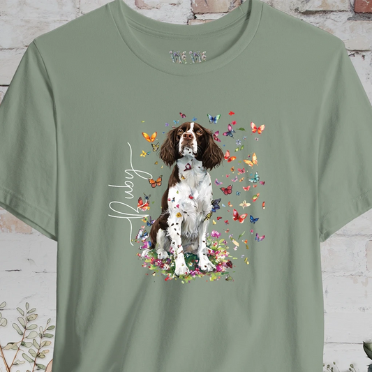 English Springer Spaniel #3 Floral Personalized T shirt
