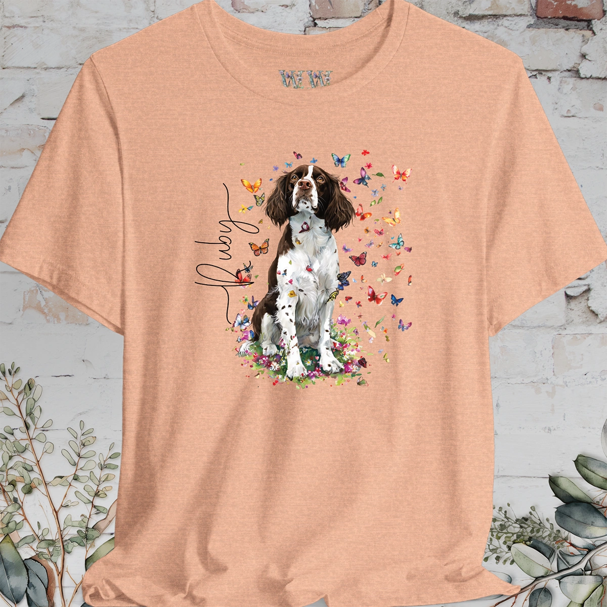 English Springer Spaniel #3 Floral Personalized T shirt