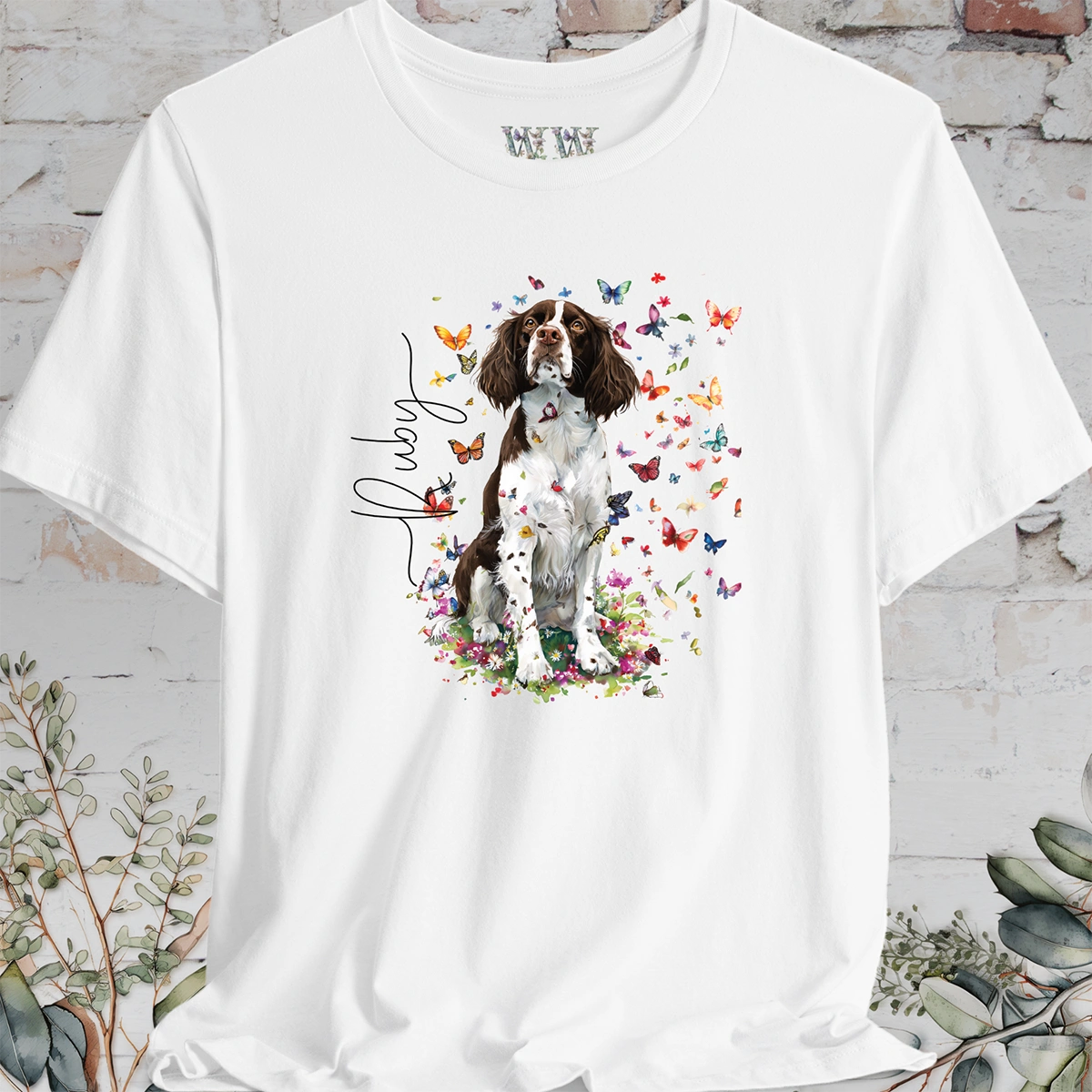 English Springer Spaniel #3 Floral Personalized T shirt
