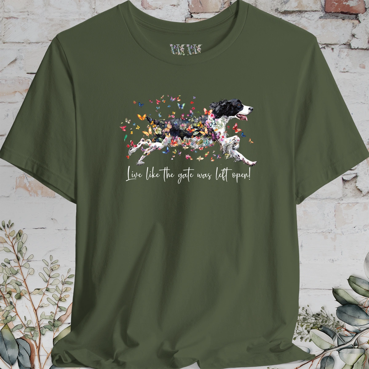 English Springer Spaniel "Live like the gate was left open" T shirt