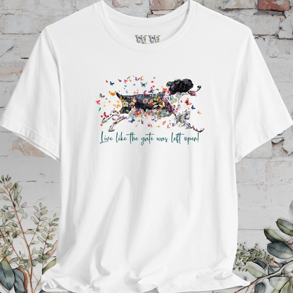 English Springer Spaniel "Live like the gate was left open" T shirt
