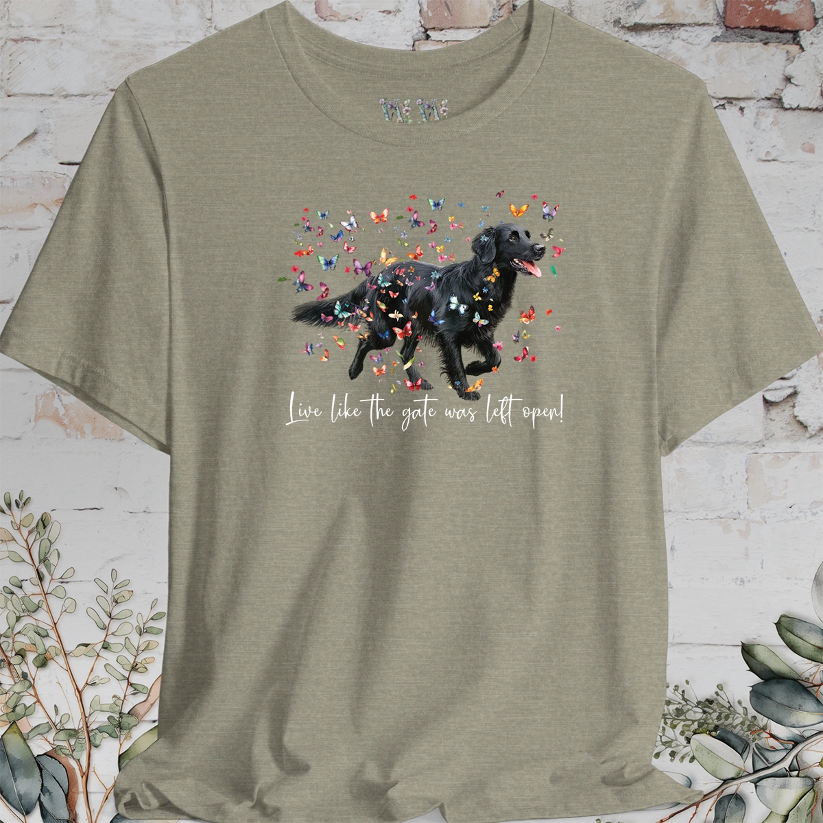 Flat Coated Retriever #3 'Live like the gate was left open' T shirt
