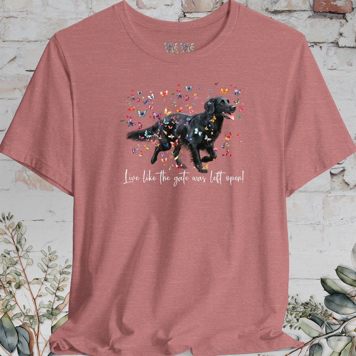 Flat Coated Retriever #3 'Live like the gate was left open' T shirt