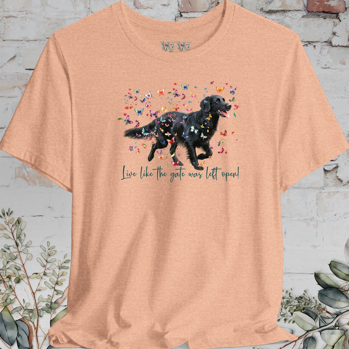 Flat Coated Retriever #3 'Live like the gate was left open' T shirt