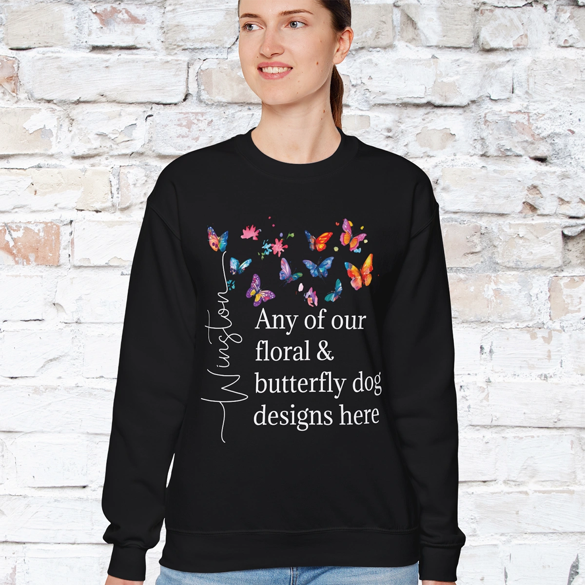 Floral, Butterfly Dog, Personalised Sweatshirt - Any design