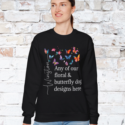 Floral, Butterfly Dog, Personalised Sweatshirt - Any design