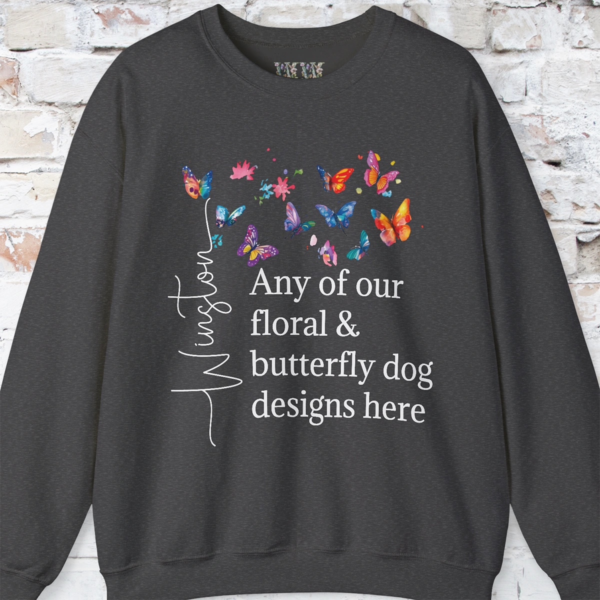 Floral, Butterfly Dog, Personalised Sweatshirt - Any design
