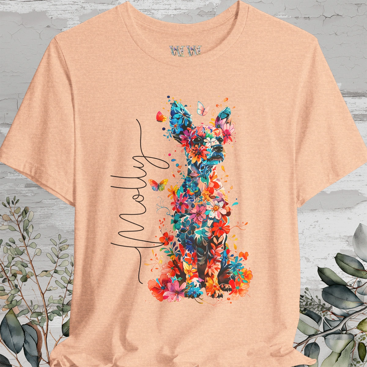 Fox Terrier Floral Personalized T shirt