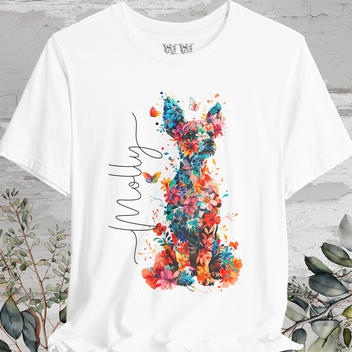 Fox Terrier Floral Personalized T shirt