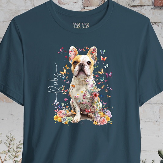 French Bulldog #5, Personalised Floral Butterfly T shirt