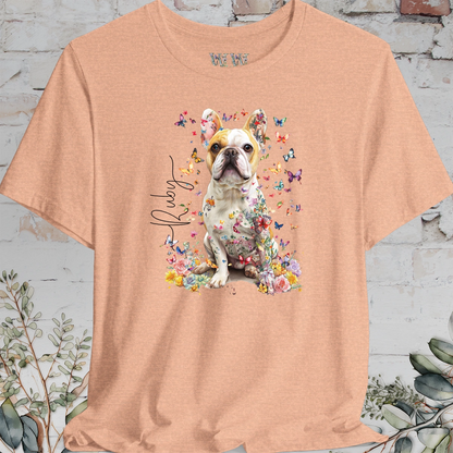 French Bulldog #5, Personalised Floral Butterfly T shirt