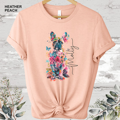 French Bulldog floral Personalized T shirt