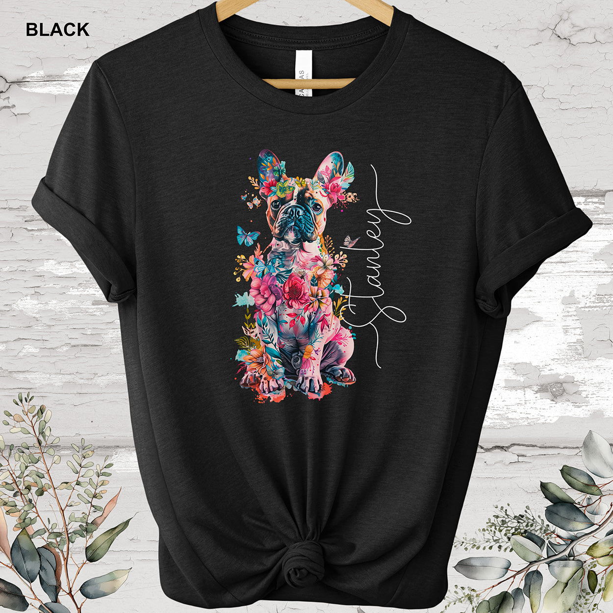 French Bulldog floral Personalized T shirt