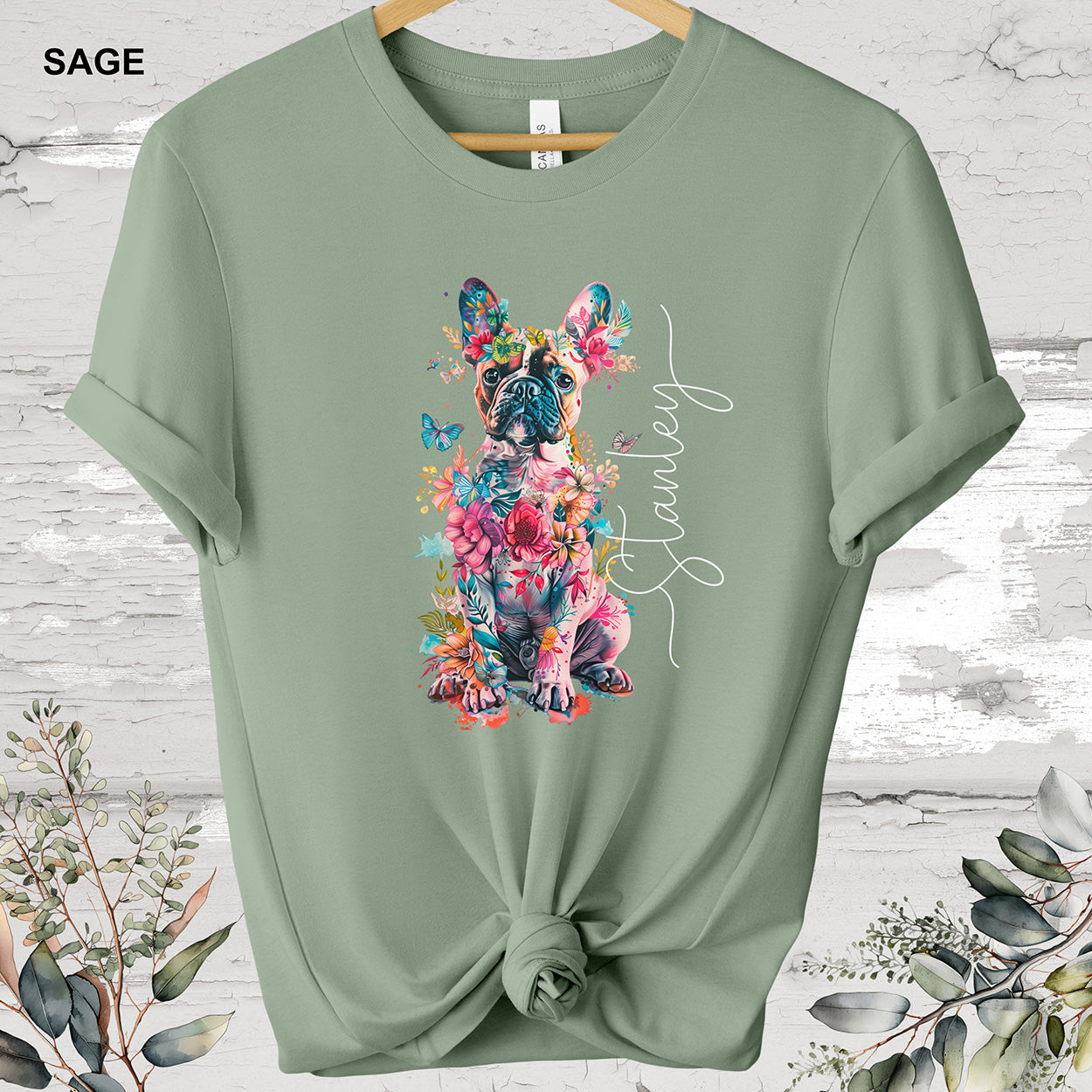 French Bulldog floral Personalized T shirt