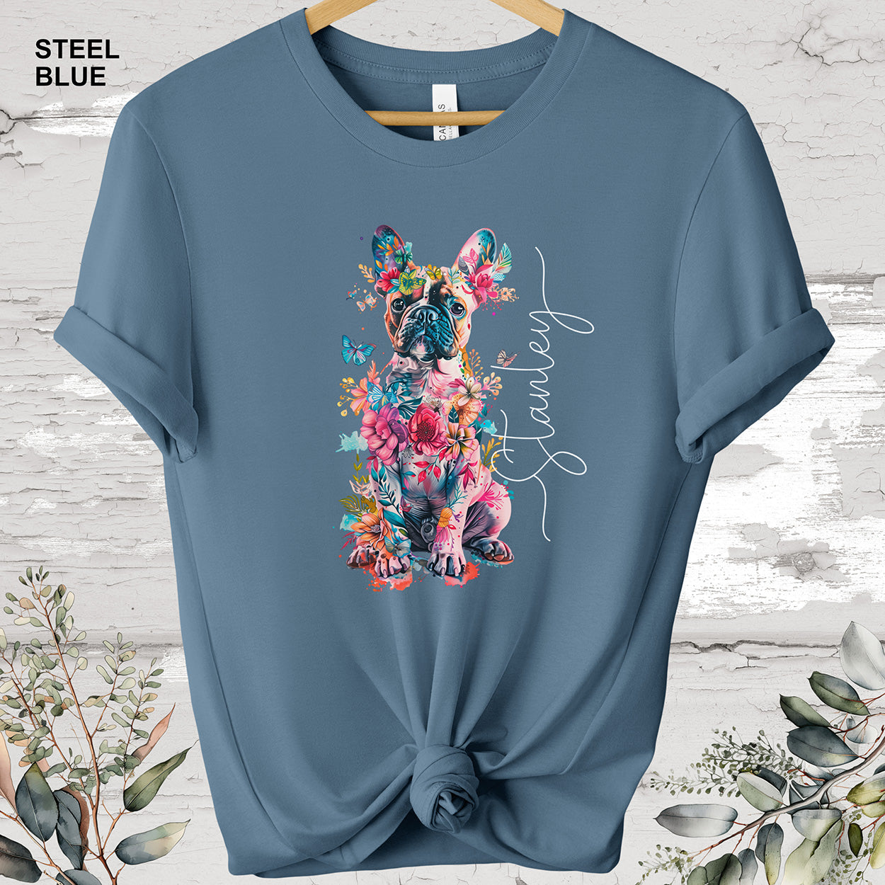 French Bulldog floral Personalized T shirt