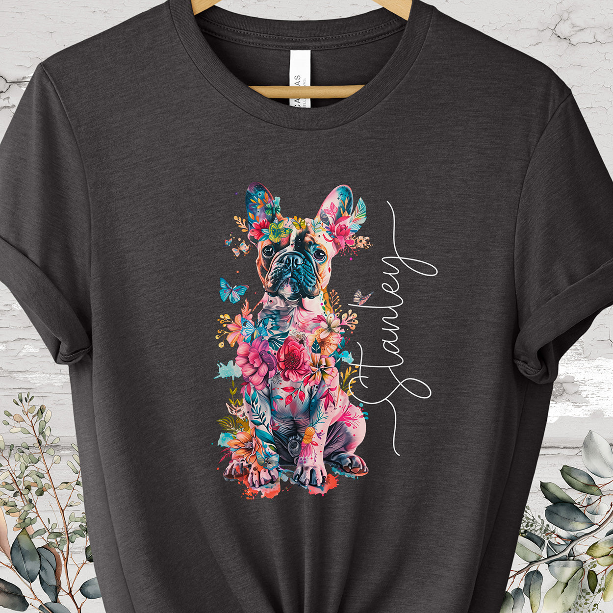 French Bulldog floral Personalized T shirt