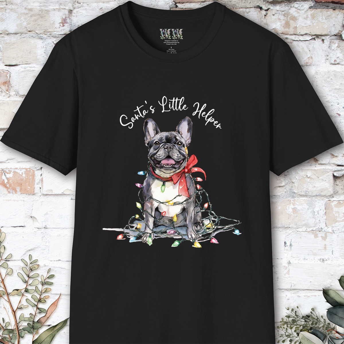 French Bulldog #1 Santa's little helper, unisex T shirt