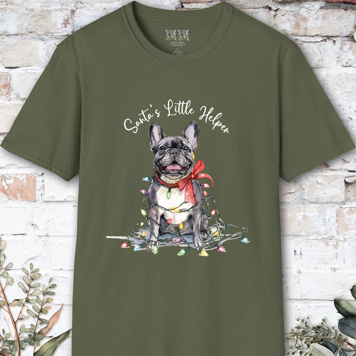 French Bulldog #1 Santa's little helper, unisex T shirt