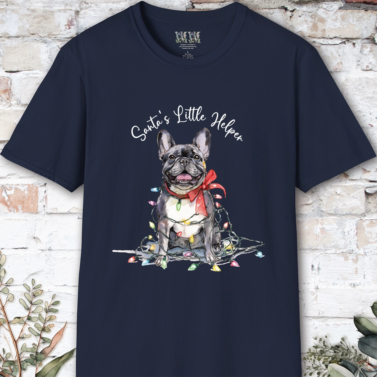 French Bulldog #1 Santa's little helper, unisex T shirt