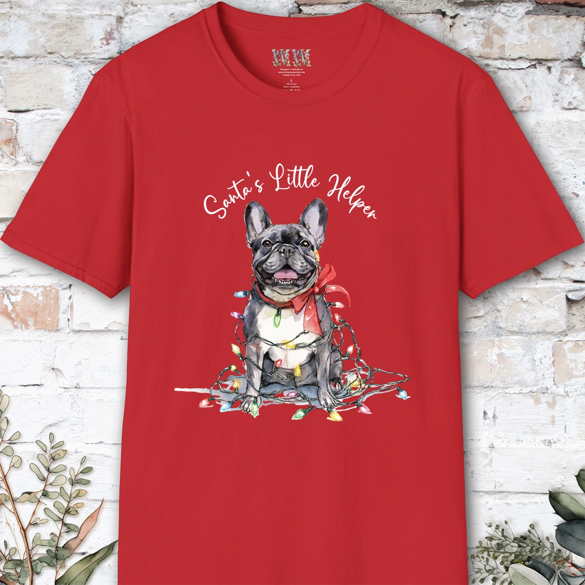 French Bulldog #1 Santa's little helper, unisex T shirt
