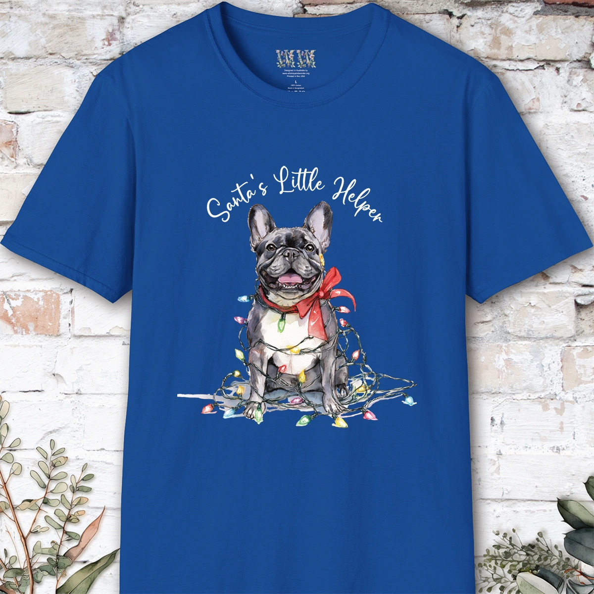 French Bulldog #1 Santa's little helper, unisex T shirt