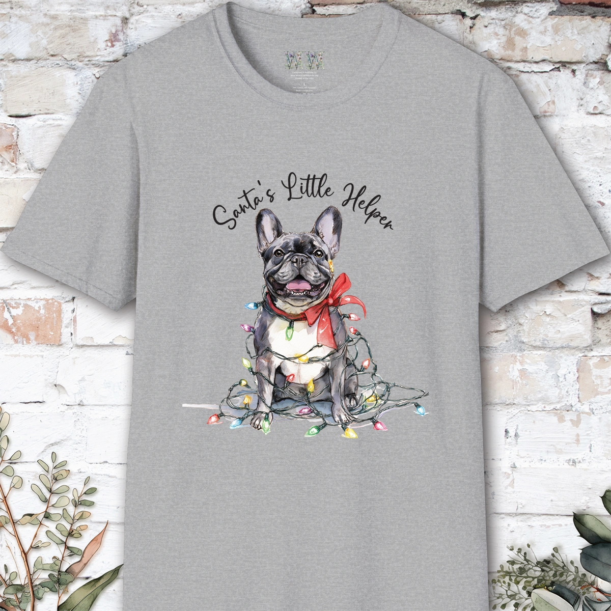 French Bulldog #1 Santa's little helper, unisex T shirt