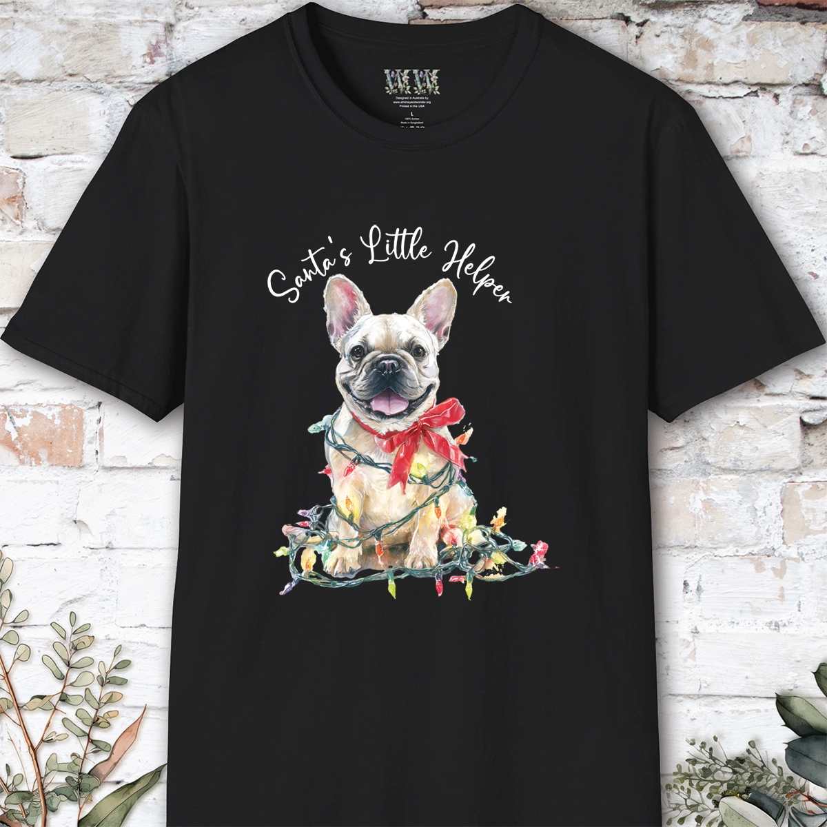 French Bulldog #2 Santa's little helper, unisex T shirt